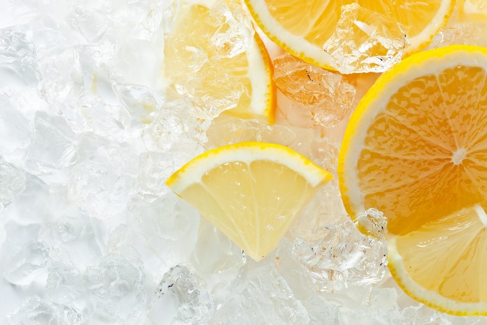 Lemon slices on ice