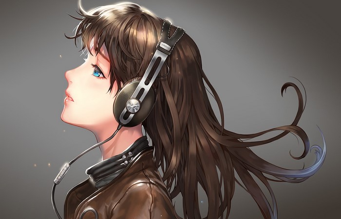Anime girl with Sennheiser headphones