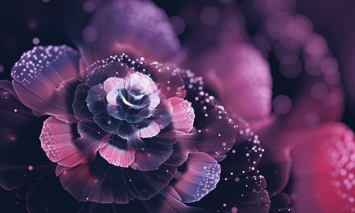 Abstract fractal flower with glowing petals