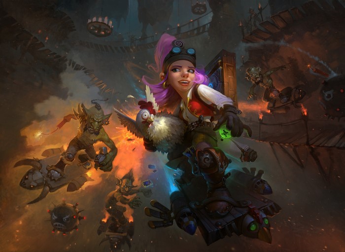 Gnome riding a chicken from Hearthstone: Goblins vs Gnomes