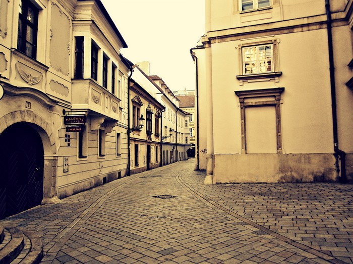 Street in Bratislava, Slovakia with old houses