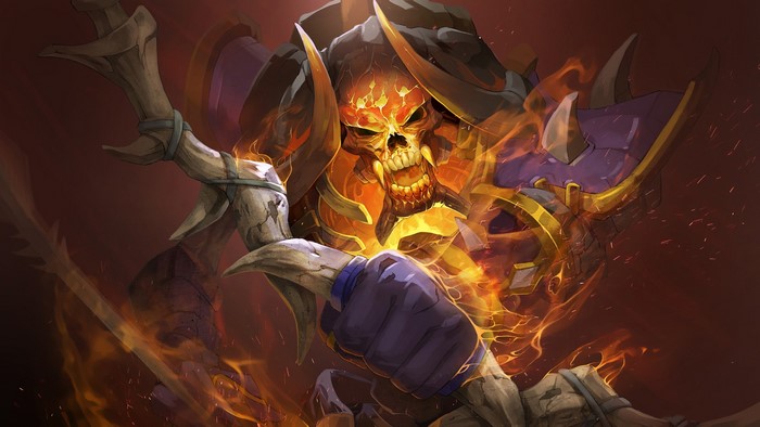 Clinkz from DOTA 2 with fiery skull and bow