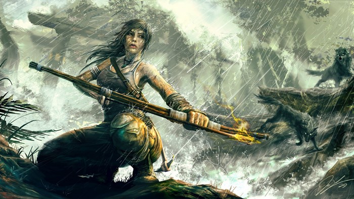 Lara Croft from Rise of the Tomb Raider in Rain