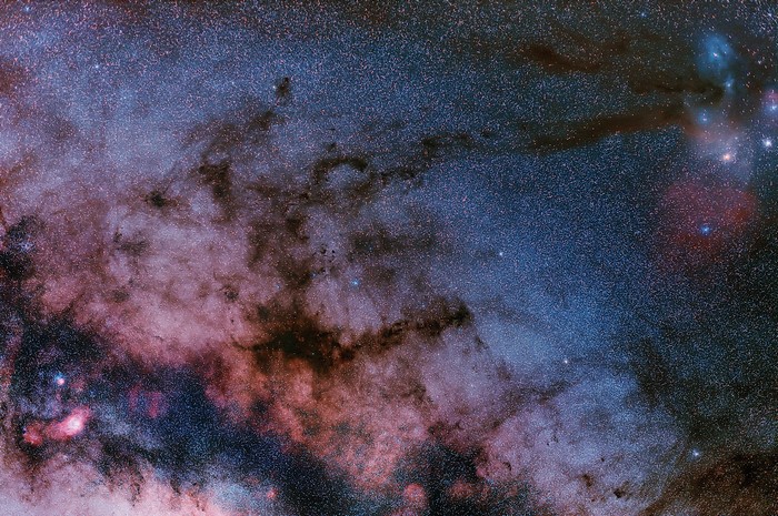 NGC 6523 star cluster and nebulae in space