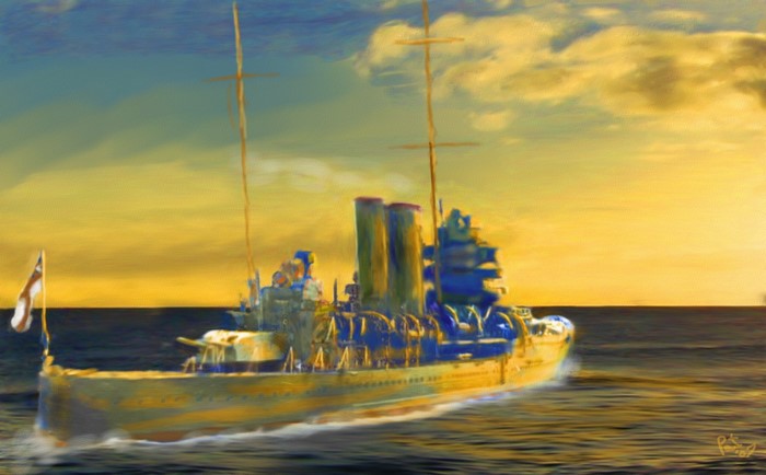 The Sure Shield ship painting