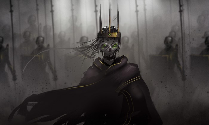 Undead King in a Cloak with an Army