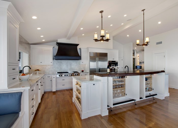 Modern Kitchen with Island and Chandelier
