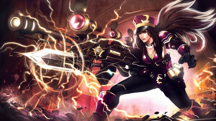 Caitlyn from League of Legends with lightning