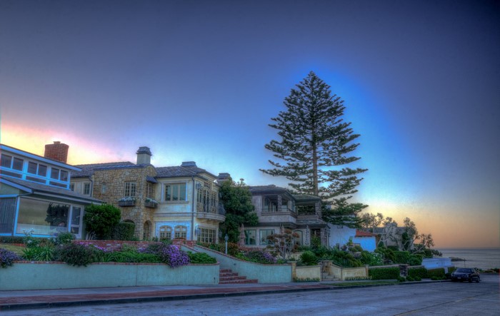 Houses on a street in Newport Beach, California