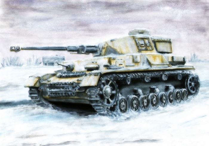 Panzerkampfwagen IV tank in a snowy landscape