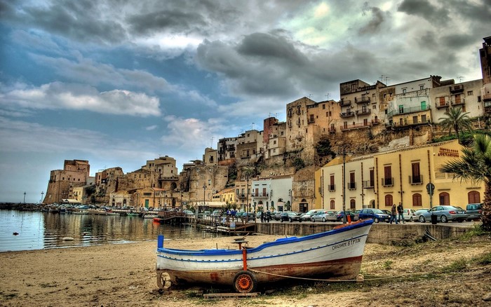 Castellammare del Golfo, Sicily, Italy Waterfront with Boats