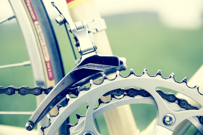 Shimano Front Derailleur and Crankset on Bicycle