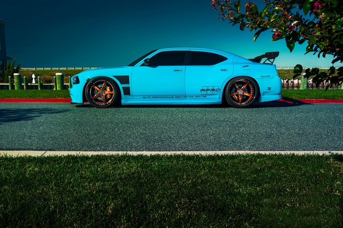 Light Blue Dodge Charger SRT8 with Custom Wheels