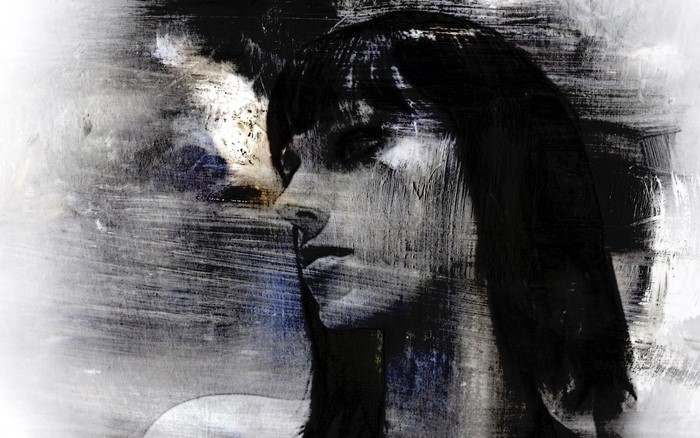 Abstract painting of a woman's face