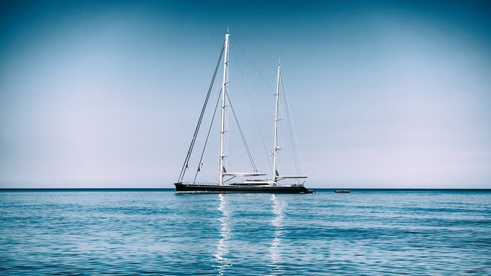 Large sailing yacht on the Mediterranean Sea