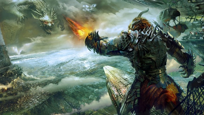Guild Wars 2 Dragon fight with armored warrior