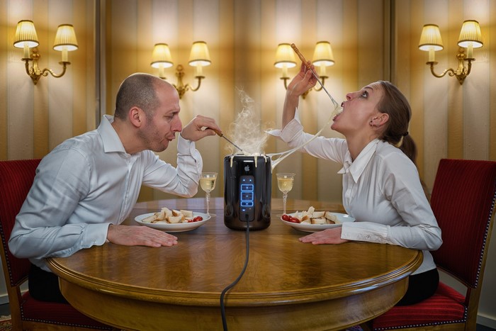 John Wilhelm and woman with Mac Pro iFondue