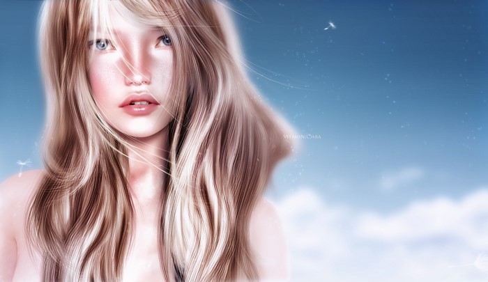 Digital painting of a woman with blonde hair