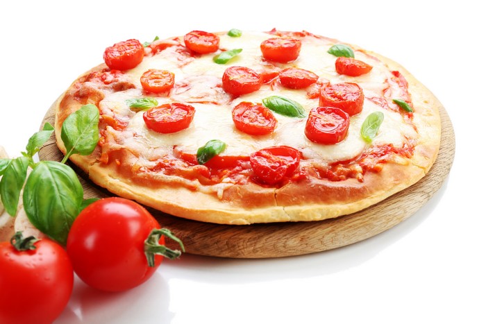 Pizza with Tomatoes and Basil