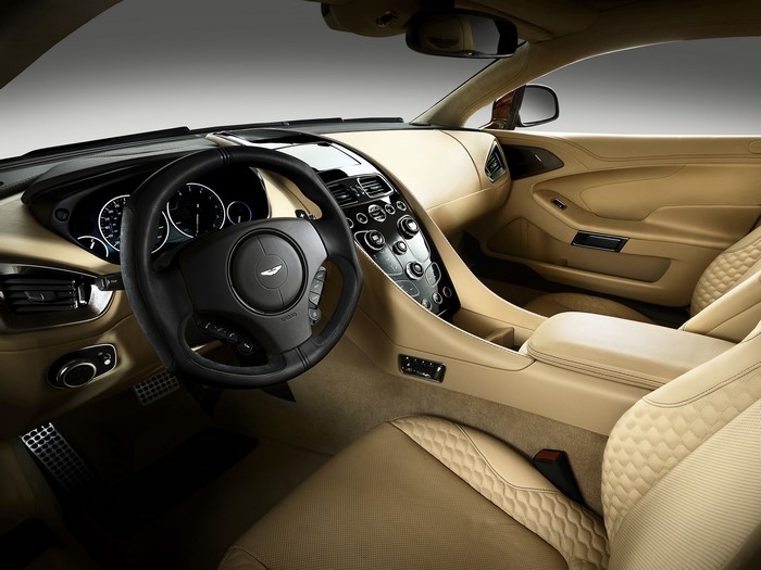 Aston Martin Vanquish interior with steering wheel