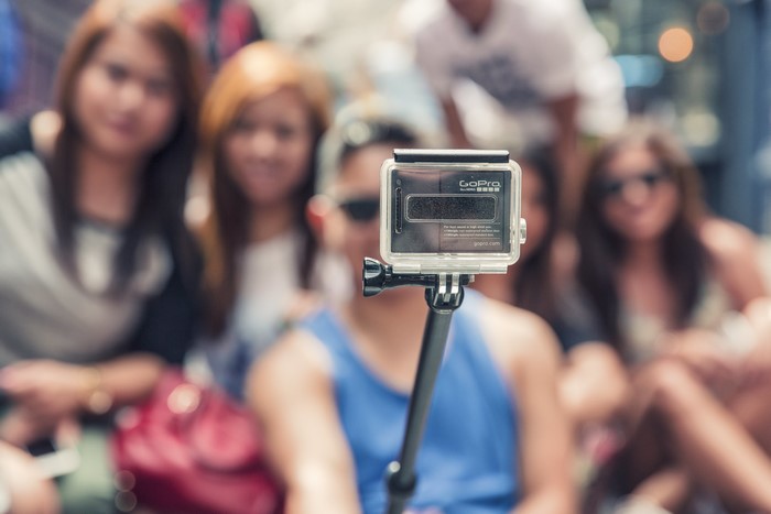 GoPro Monopod Selfie with Group of Friends