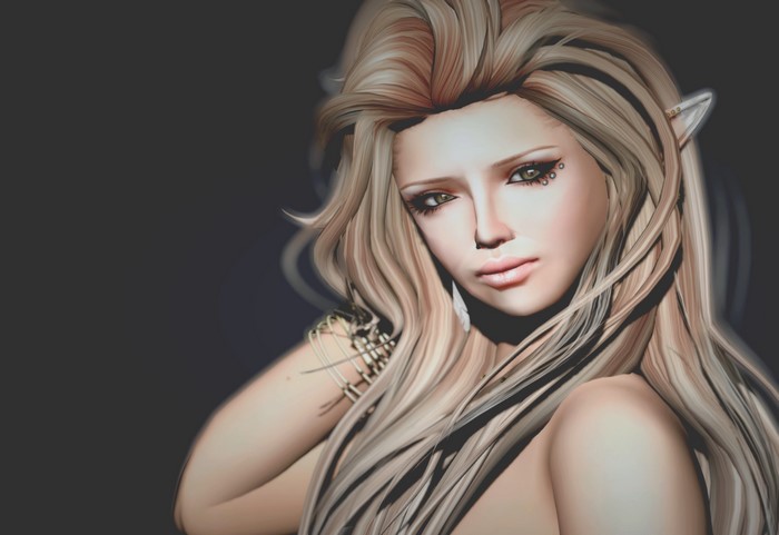 Elf with blonde hair and makeup