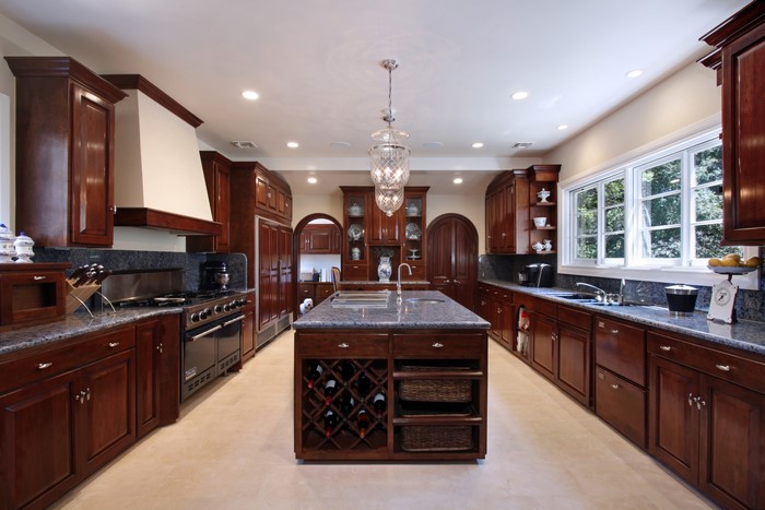 Kitchen Interior Design with Chandelier