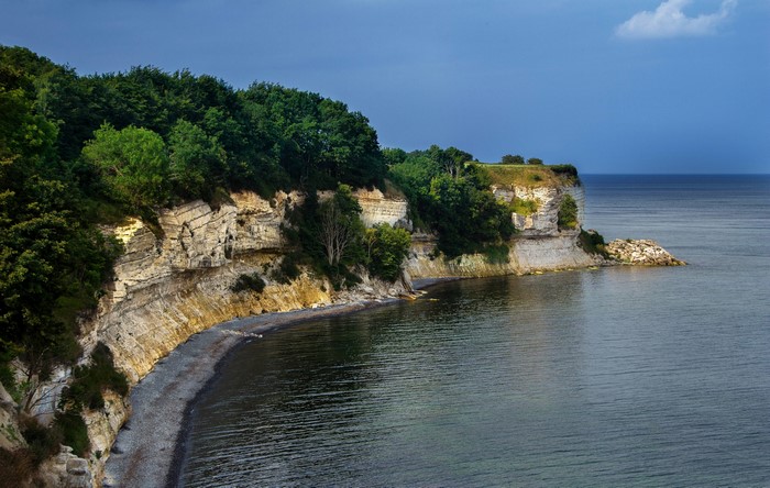 Steep cliffs and the sea in Hojerup, Sjaelland, Denmark