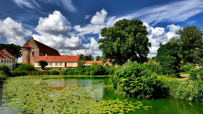 Castle and pond in Nyborg, Denmark