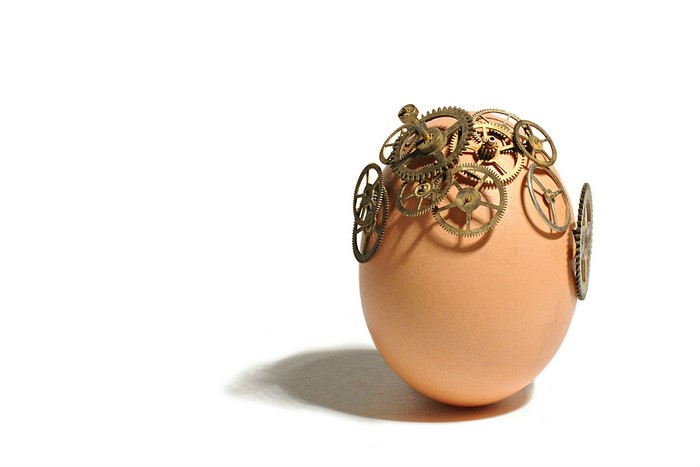 Steampunk egg decorated with gears