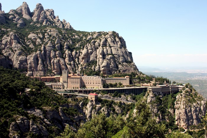 Monastery of Montserrat on a rocky mountain in Spain
