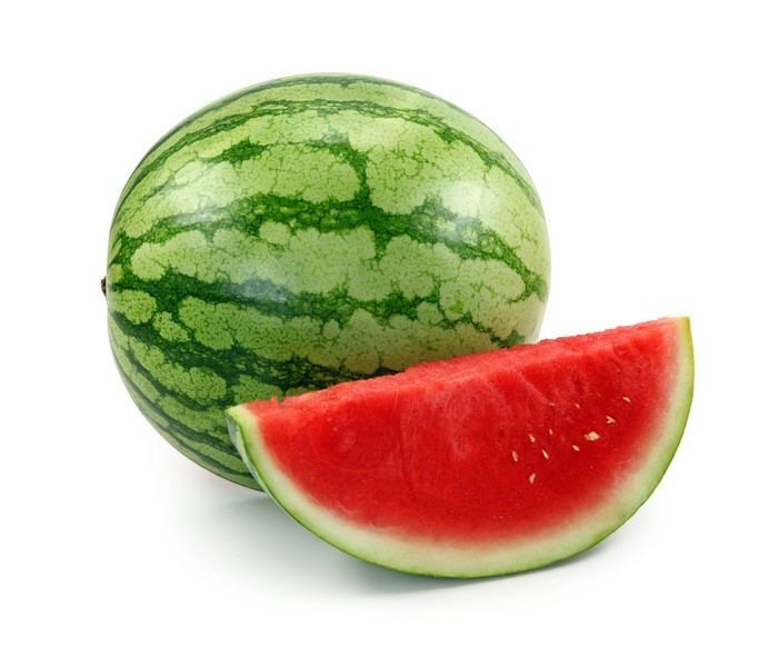 Watermelon slice and whole watermelon