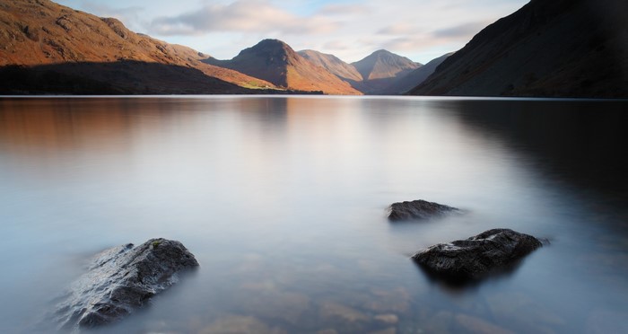 Lake and Mountains at Sunset