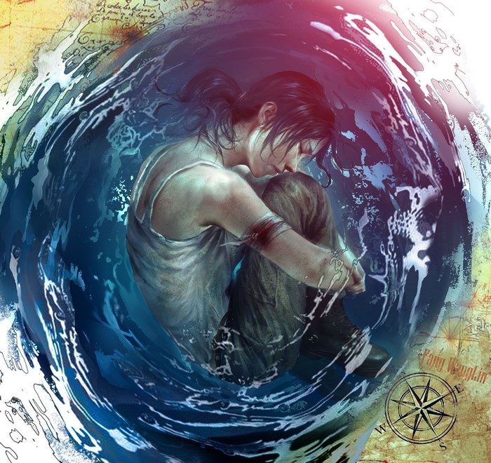 Lara Croft from Tomb Raider in water