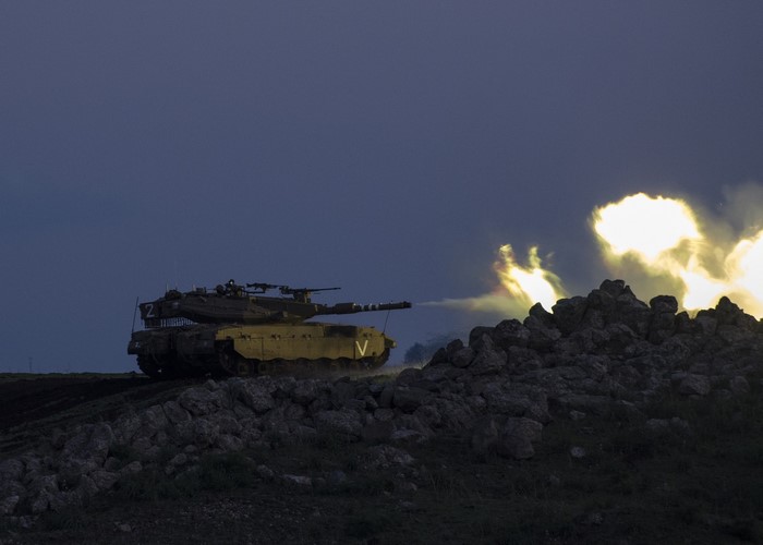 Merkava Mk 3 tank firing in Israel