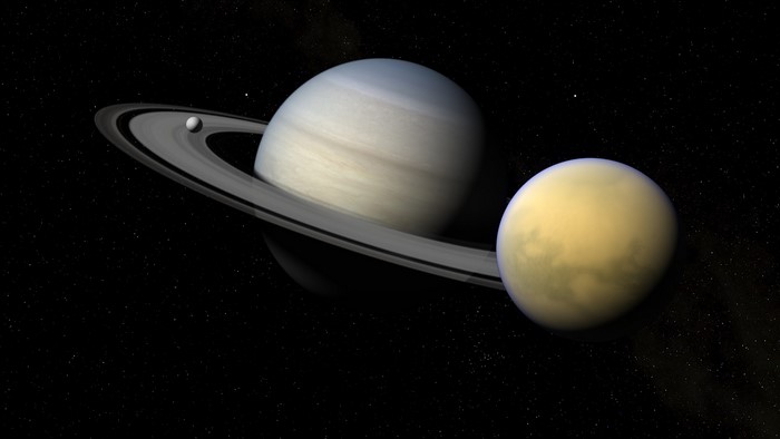 Saturn with Titan and Enceladus