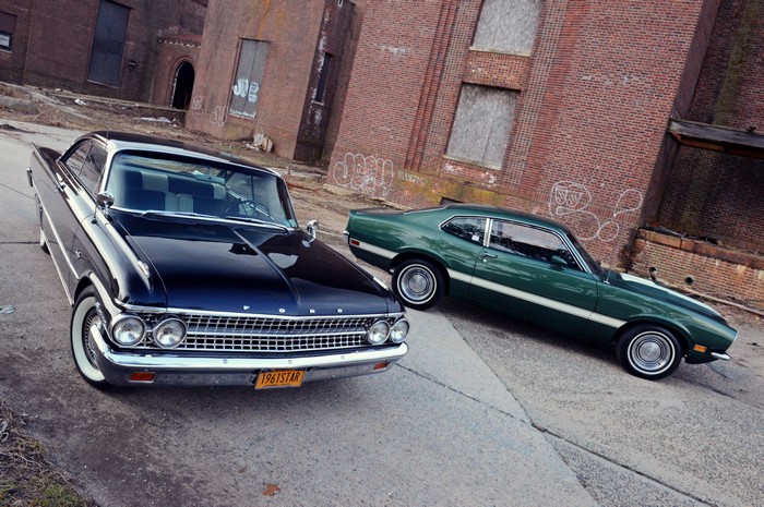1961 Ford Galaxie Starliner and 1972 Ford Maverick Grabber