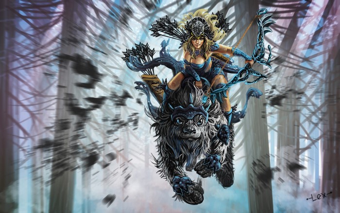 Mirana from DOTA 2 riding a beast