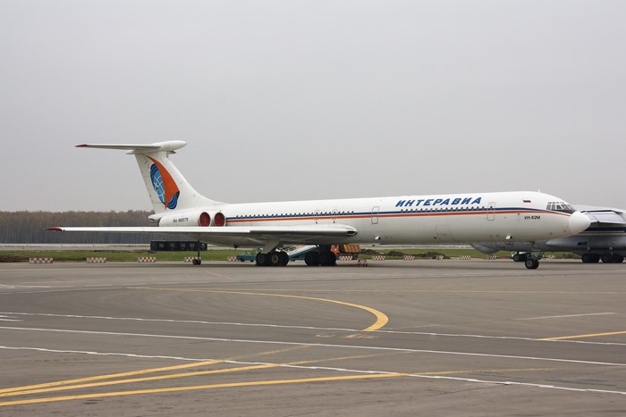 Ilyushin Il-62 airplane with Interavia livery