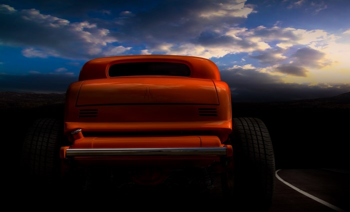 Orange 1932 Ford Hot Rod Back View