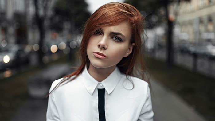 Redhead girl with auburn hair