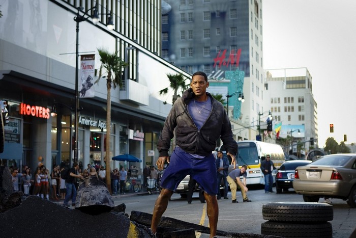 Will Smith as Hancock on a city street