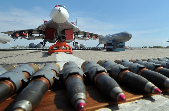 Mikoyan MiG-29 fighter jet with rockets and ammunition