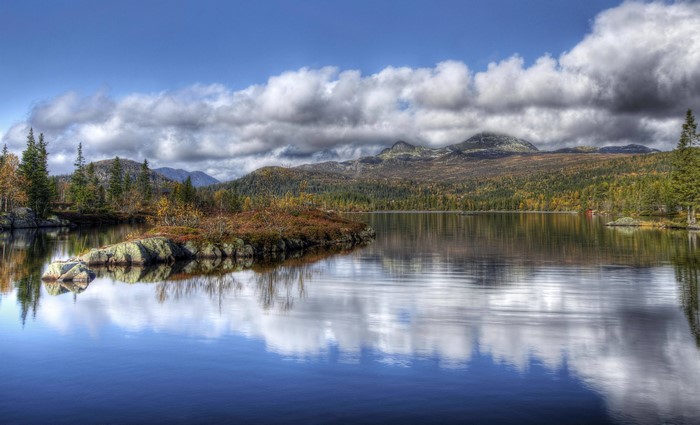 Lake and Mountains in Tuddal, Norway