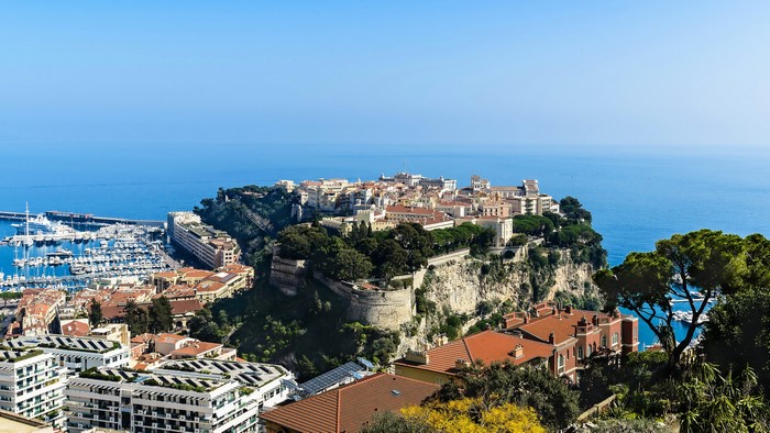 Monaco cityscape with harbor and ocean