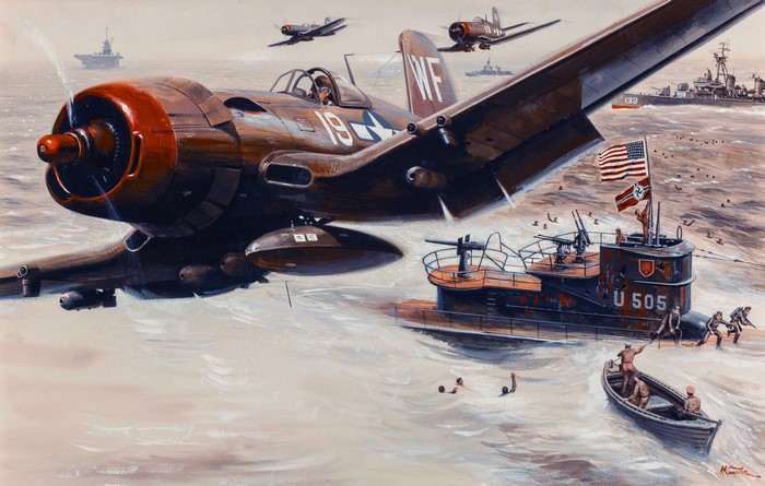 WWII Aircraft Attacks German Submarine U-505