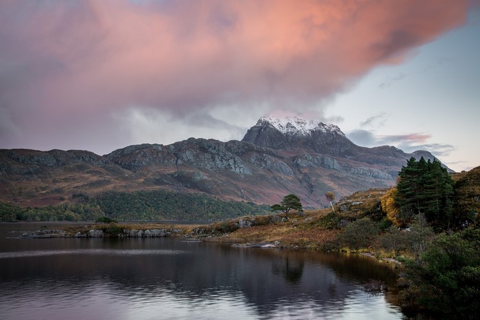 Lake and Mountains in Autumn Scenery