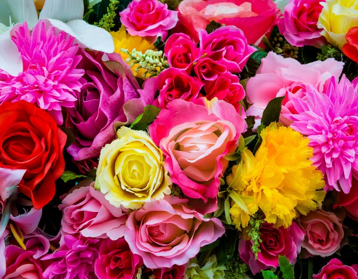 Roses and Dahlias in a Floral Arrangement