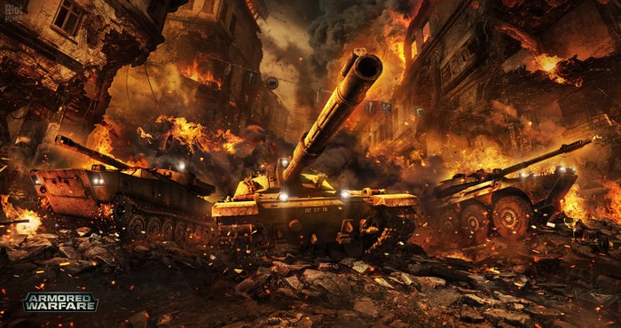 Armored Warfare Tanks in Burning City