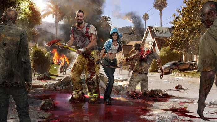 Dead Island: Survivors fighting zombies with axe and machetes